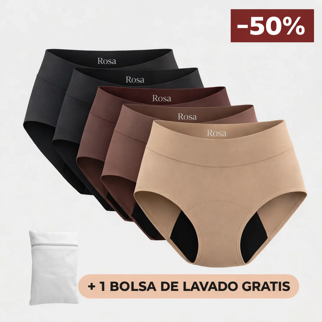 Pack de cinco bragas Rosa de talle alto en tonos nude, beige, marrón y negro